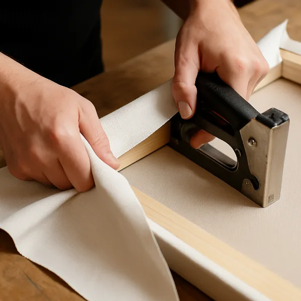 Натяжка холста на деревянный подрамник и оформление